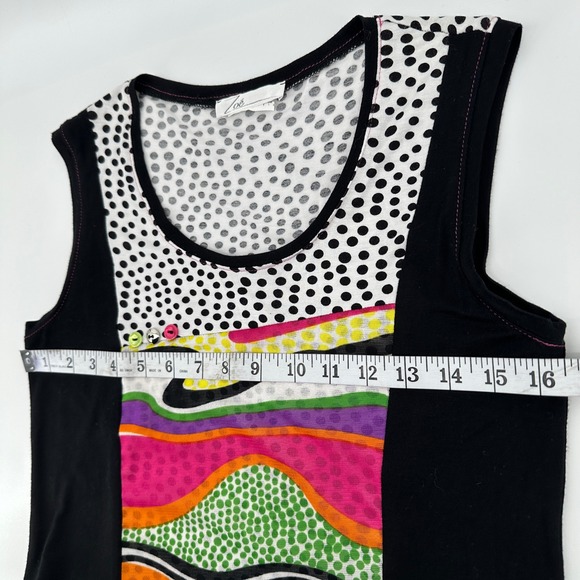 Zoé Art To Wear Mesh Tank Top Psychedelic Whimsigoth Maximalist Y2K  Polka Dot - Picture 5 of 10